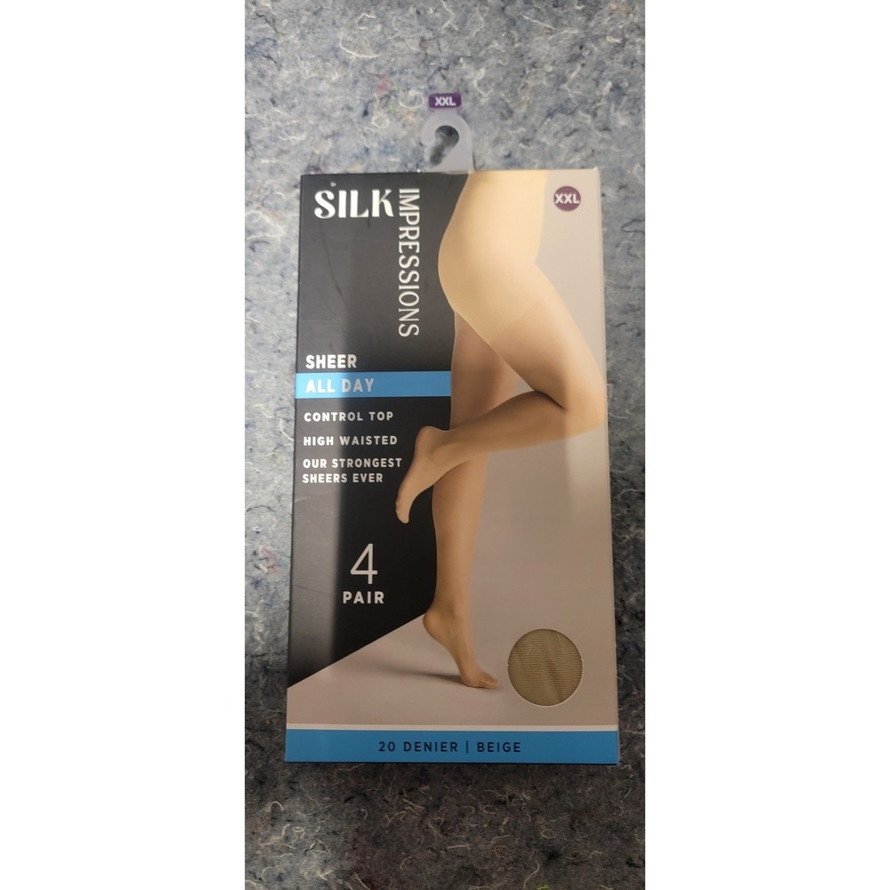 Silk Impressions Women's Sheer All Day Control Top Size XXL Beige‎ NWT